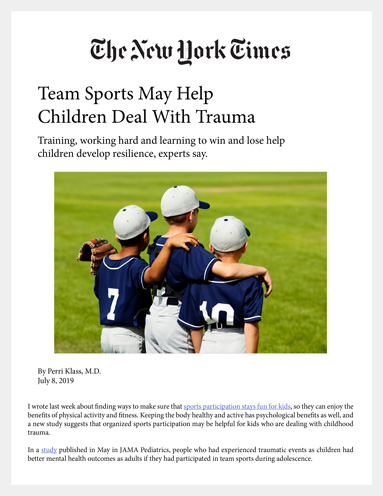 New York Times news article about Team Sports